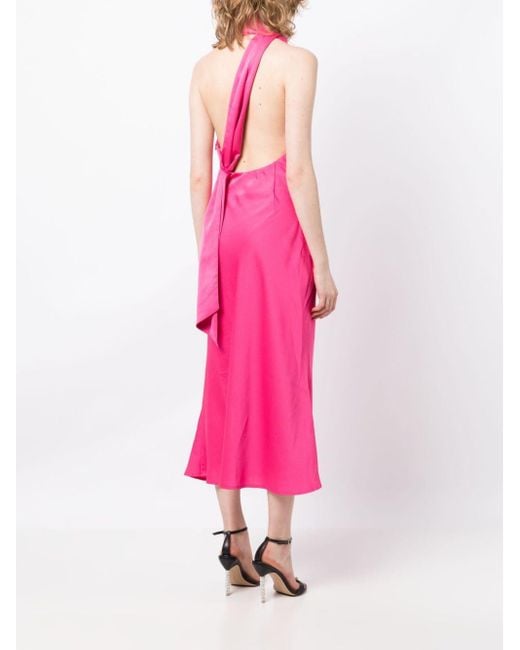Misha Pink Vivica Satin Midi Dress
