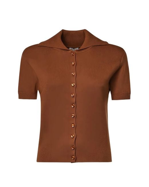 Magda Butrym Brown Button-Up Short-Sleeve Cardigan