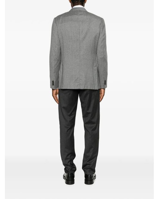 Zegna Gray Notch-Lapel Patch-Pocket Jacket for men