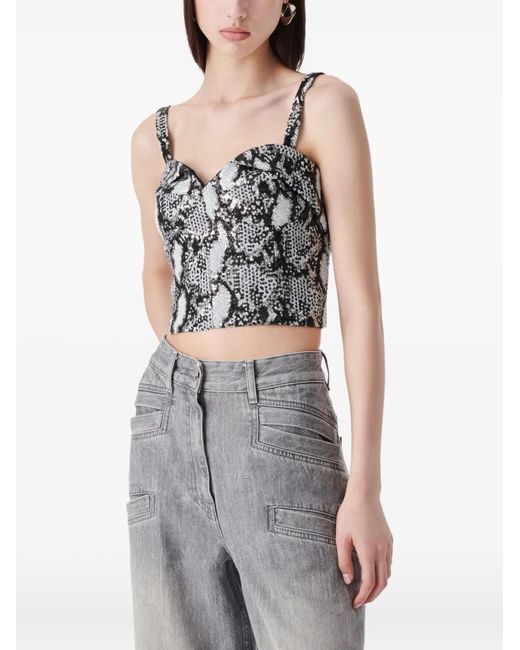 Top estilo corsé con estampado de serpiente IRO de color Gray