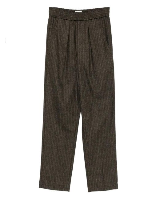 Isabel Marant Green Pinstripe Elastic-Waist Tailored Trousers