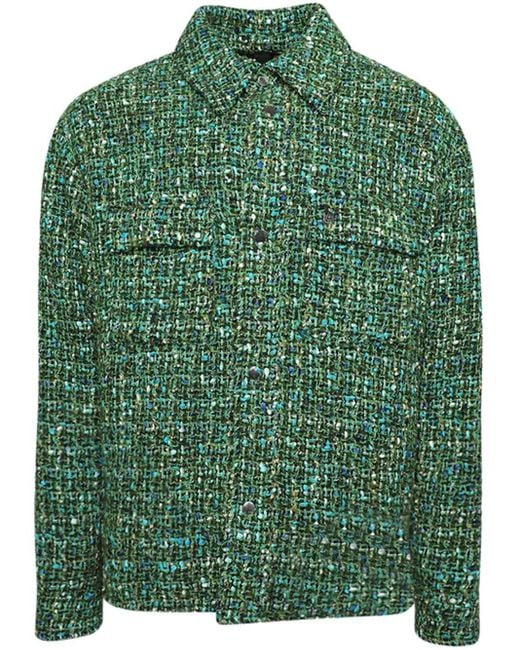 Amiri Green Boucle Long-sleeve Shirt for men