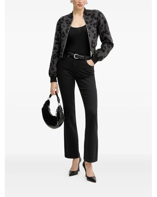 Silvian Heach Black Leopard-Print Zip Jacket