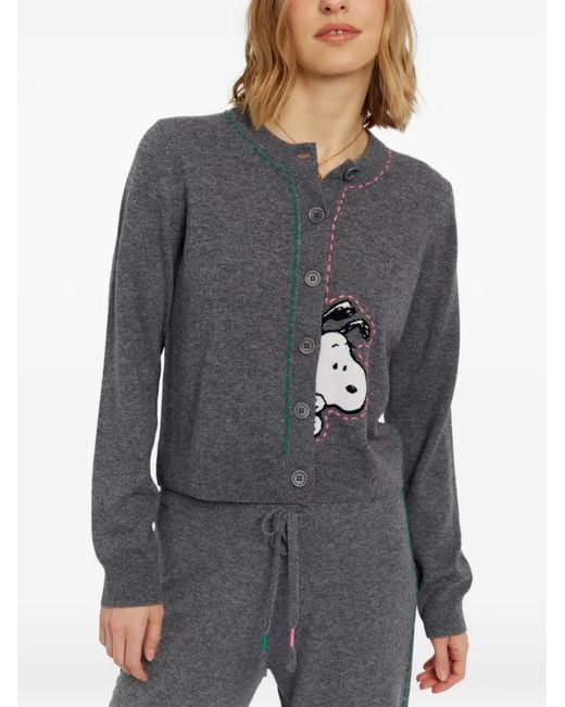 Chinti & Parker Gray Snoopy Peep Cardigan