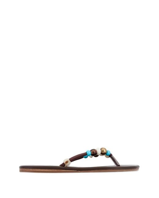 Ancient Greek Sandals Brown Saionara Bead-Embellished Sandals