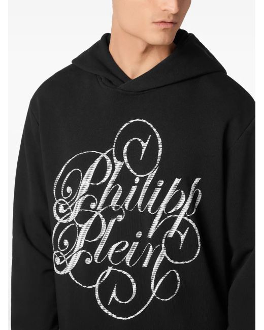 Felpa Coursive Con Cappuccio di Philipp Plein in Black da Uomo