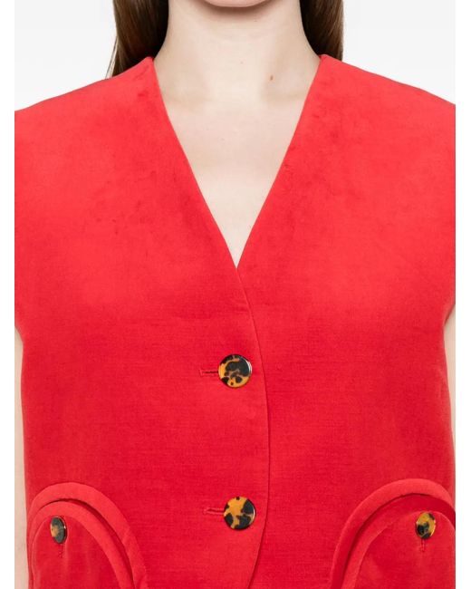 Blazé Milano Red Gliss Button Waistcoat