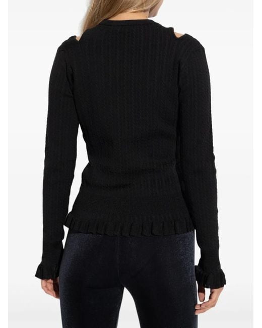 Versace Black Cut-Outs Ruffled Sweater