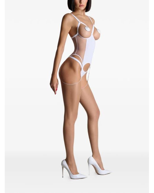 Maison Close White Pure Tentation Open Garter Bodysuit