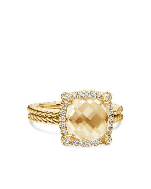 David Yurman Metallic 18Kt Châtelaine Citrine And Diamond Ring (9Mm)