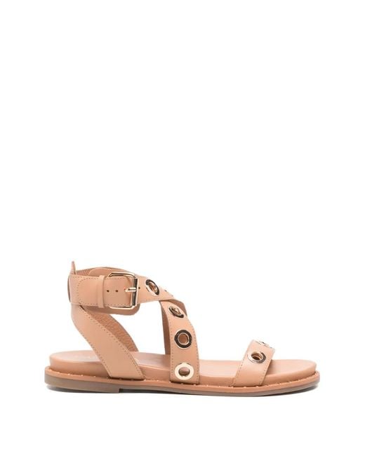 Carmela Pink Eyelet-Embellished Leather Sandals