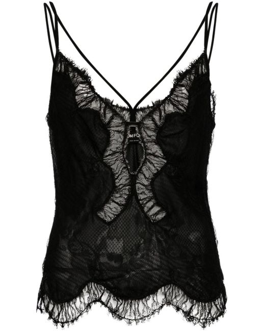 Tom Ford Black Chantilly-lace Slip Top