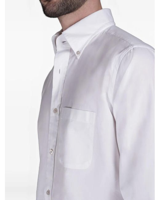 Moorer White Chest-Pocket Button-Down Shirt for men