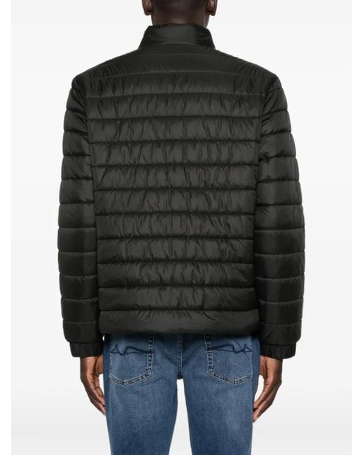 HUGO Black Embroidered-Logo Padded Jacket for men