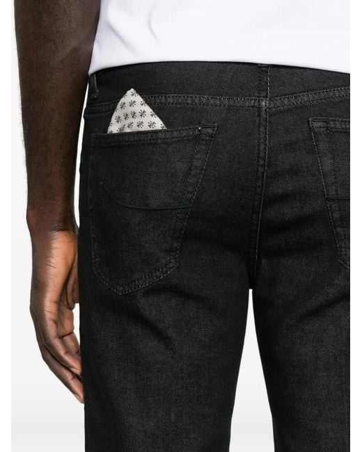 Jacob Cohen Black Five-Pocket Straight Jeans for men