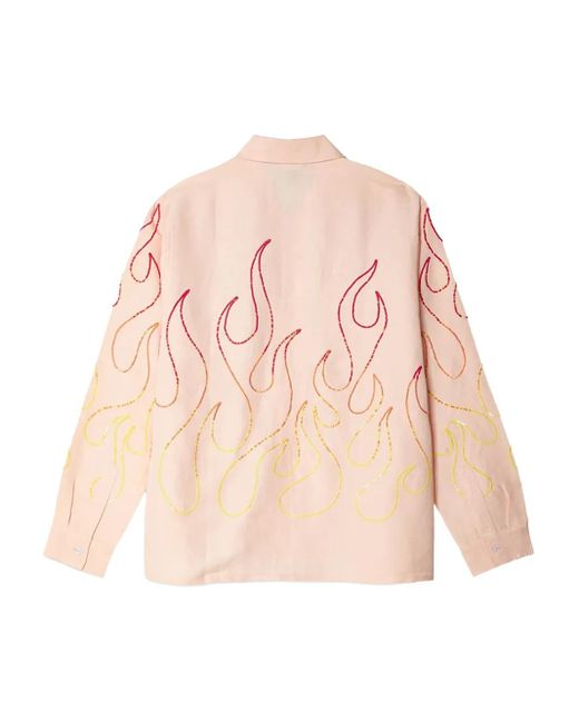 Sky High Farm Pink Flame-Pattern Shirt