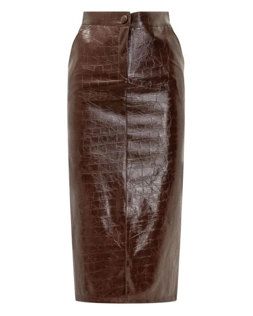 Jupe Mi-Longue À Effet Peau De Crocodile ACTUALEE en coloris Brown