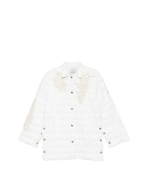 ERMANNO FIRENZE White Embroidered Quilted Coat