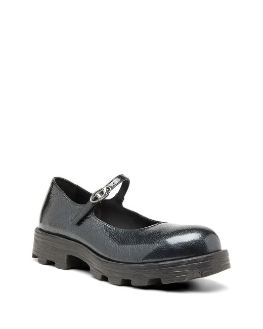 DIESEL White D-Hammer Patent Leather Ballet Flats
