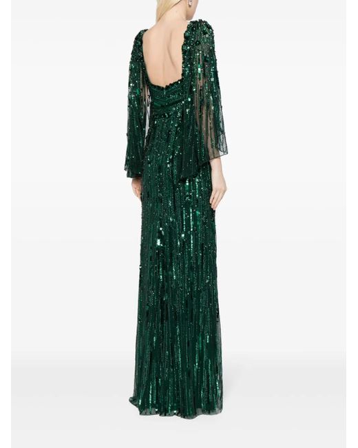 Jenny Packham Green Brightstar Sequin-Embellished Gown