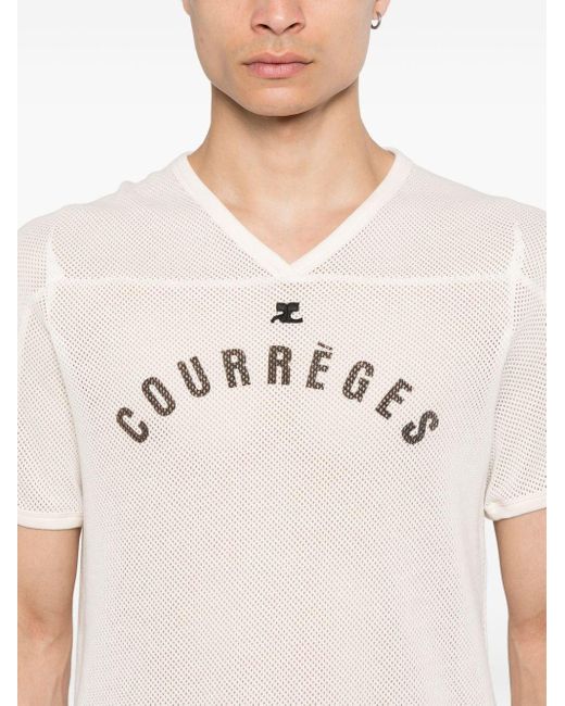 Courreges White Baseball Printed Mesh T-shirt for men