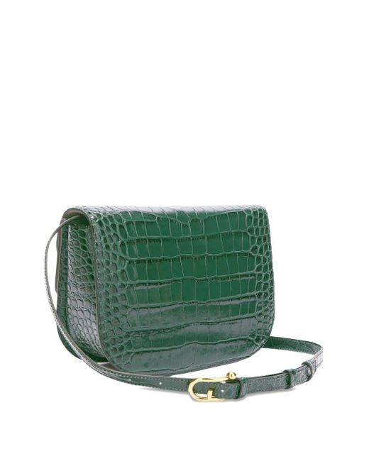 Furla Green Small Sfera Crocodile-Effect Cross Body Bag