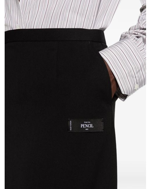 Maison Mihara Yasuhiro Black Logo-Patch Maxi Skirt