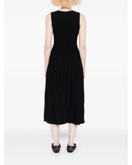 Staud Eluse Geplooide Mouwloze Midi-Jurk in het Black
