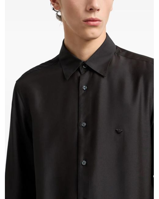 Emporio Armani Overhemd Met Logopatch in het Black voor heren