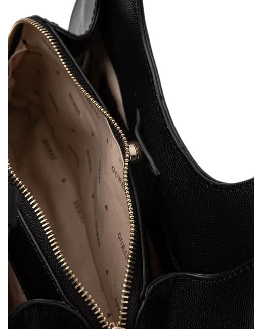 Guess Black Isobel Logo-Plaque Pebbled-Effect Shoulder Bag