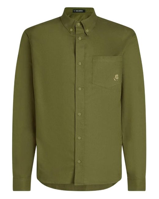 Karl Lagerfeld Green Logo-Embroidered Shirt for men