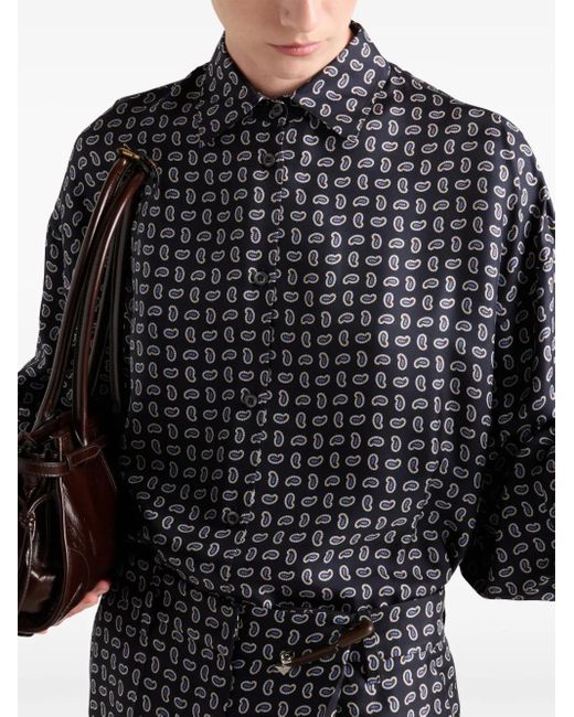 Prada Black Printed Twill Silk Shirt