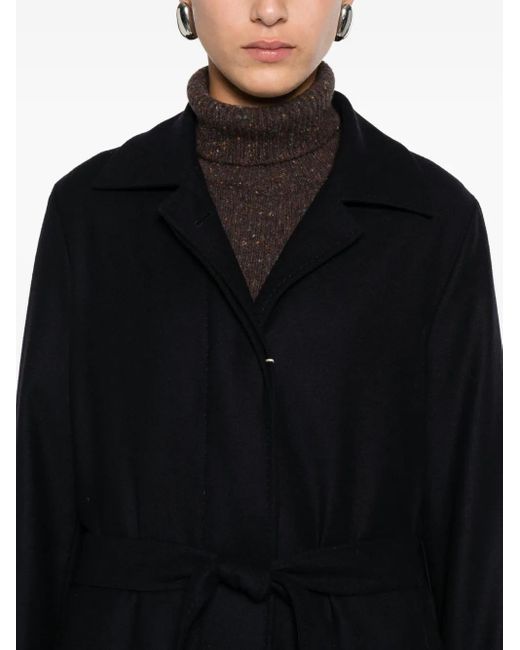 Herno Black Notched-Lapels Belted Coat
