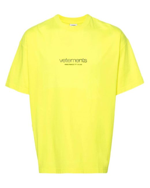Vetements Yellow Logo-embossed Cotton T-shirt