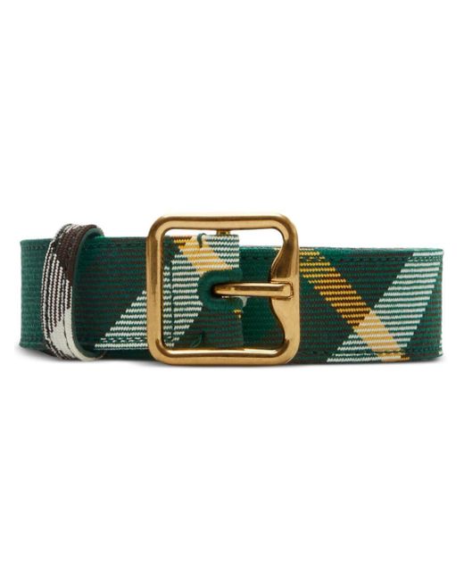 Burberry Green Check-pattern Buckled Belt