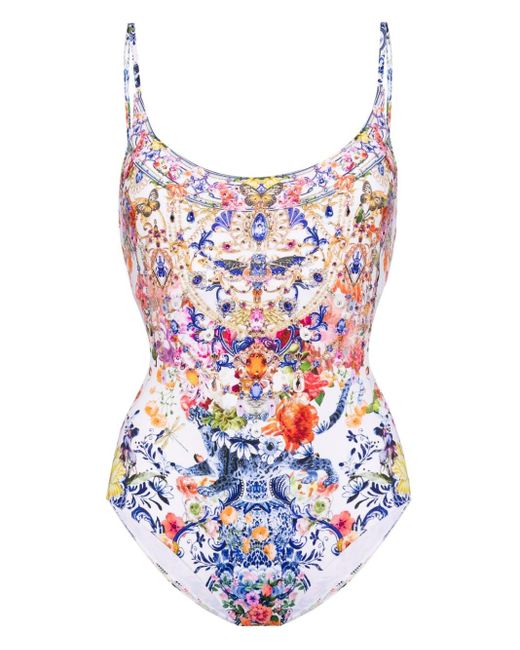 Camilla White Dutch Is Life Floral-print Swimsuit