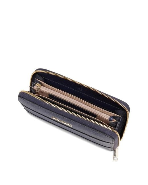 Piquadro Blue Zip-Around Leather Wallet