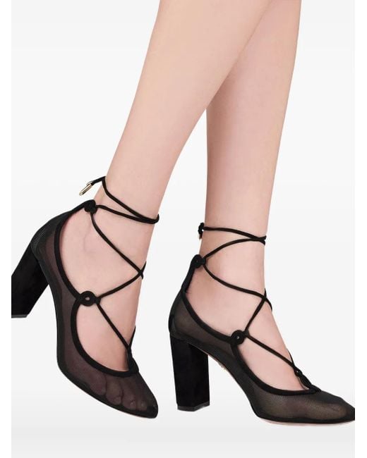 Aquazzura 85 Mm Che Bella Pumps Met Veters in het Black