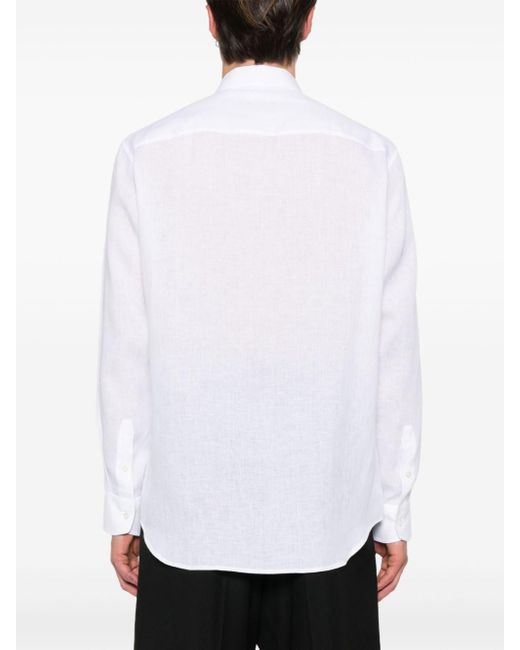 Brioni White Slub-texture Linen Shirt for men