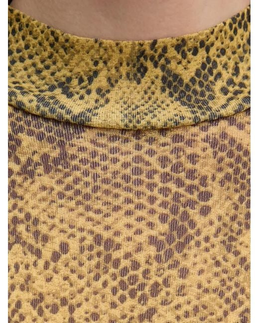 Sisley Black Snake-Print Roll-Neck Top