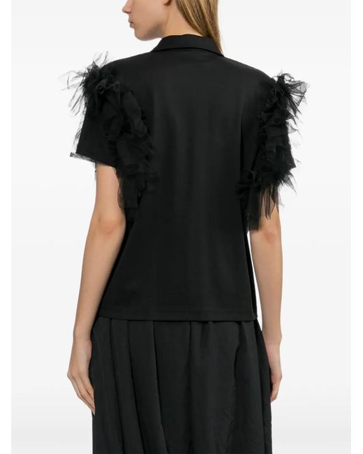 Noir Kei Ninomiya Black Ruffled Polo Shirt