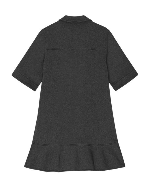 Ganni Black Short-Sleeved Ruffled Mini Day Dress