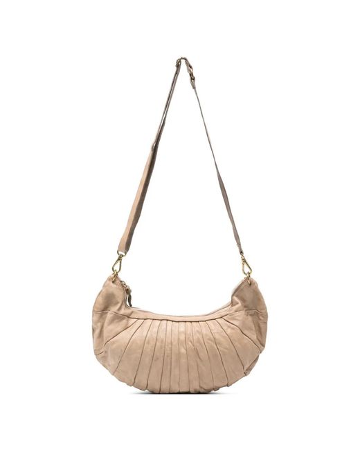 Campomaggi White Luna Pleated Leather Cross Body Bag