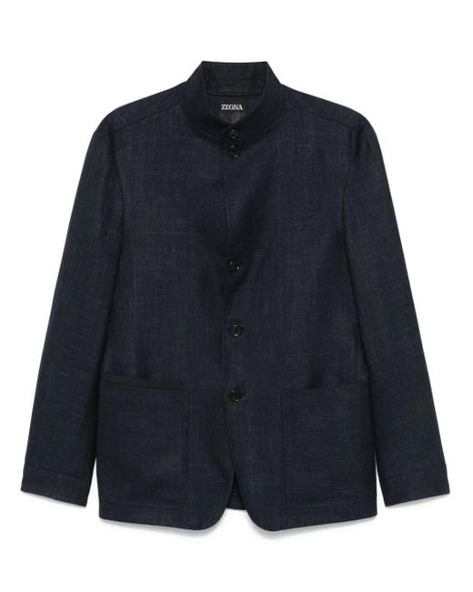 Zegna Blue Slub-Texture Jacket for men