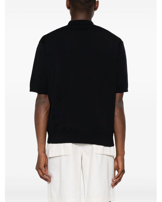 Auralee Black Short-sleeve Cotton Polo Shirt for men