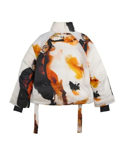 Y-3 White Printed Puffer Jacket