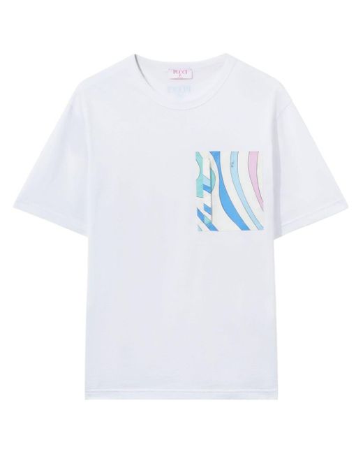 T-shirt con stampa Marmo di Emilio Pucci in White