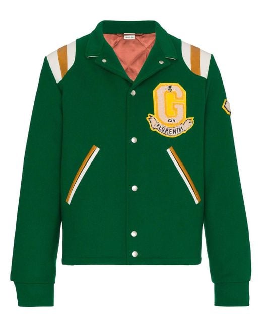 Gucci Green Tiger Motif Varsity Jacket for men