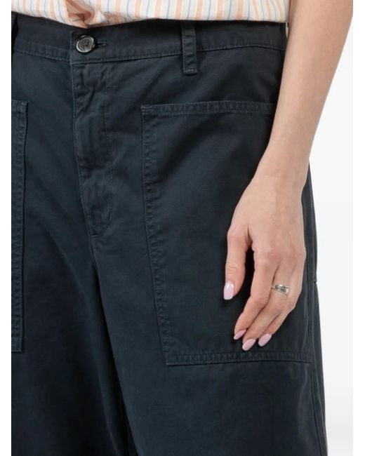 Velvet Blue Patch-Pocket Trousers