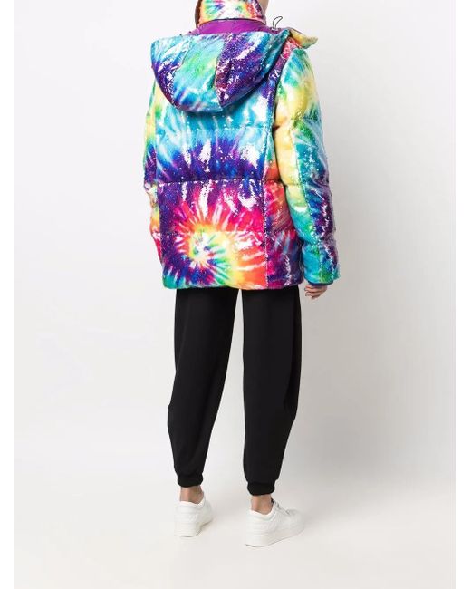 Philipp Plein Purple Tie-Dye Print Padded Coat